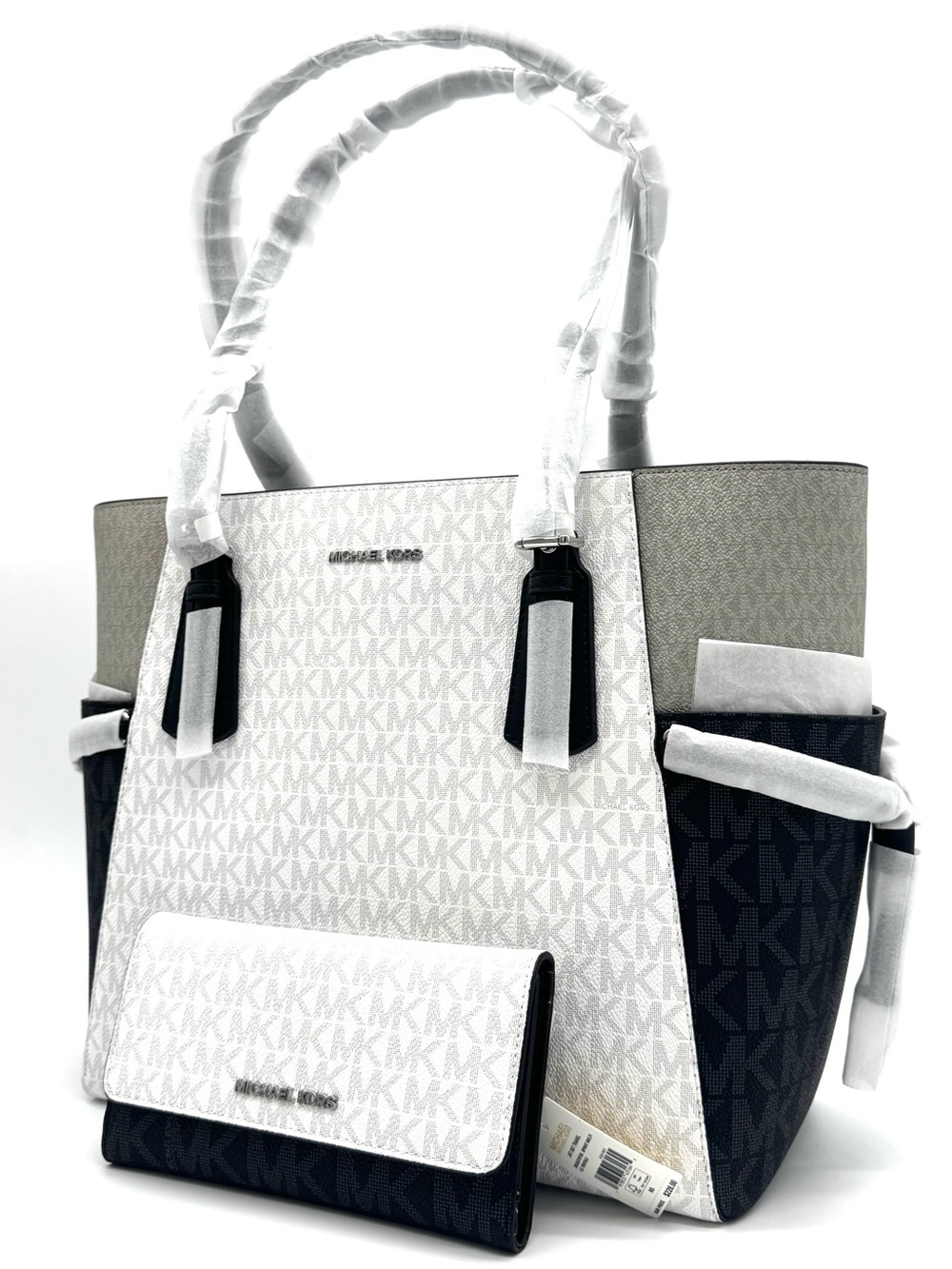 Michael Kors Voyager Large Color - Block Logo Tote Bag w Matching Trifold Wallet